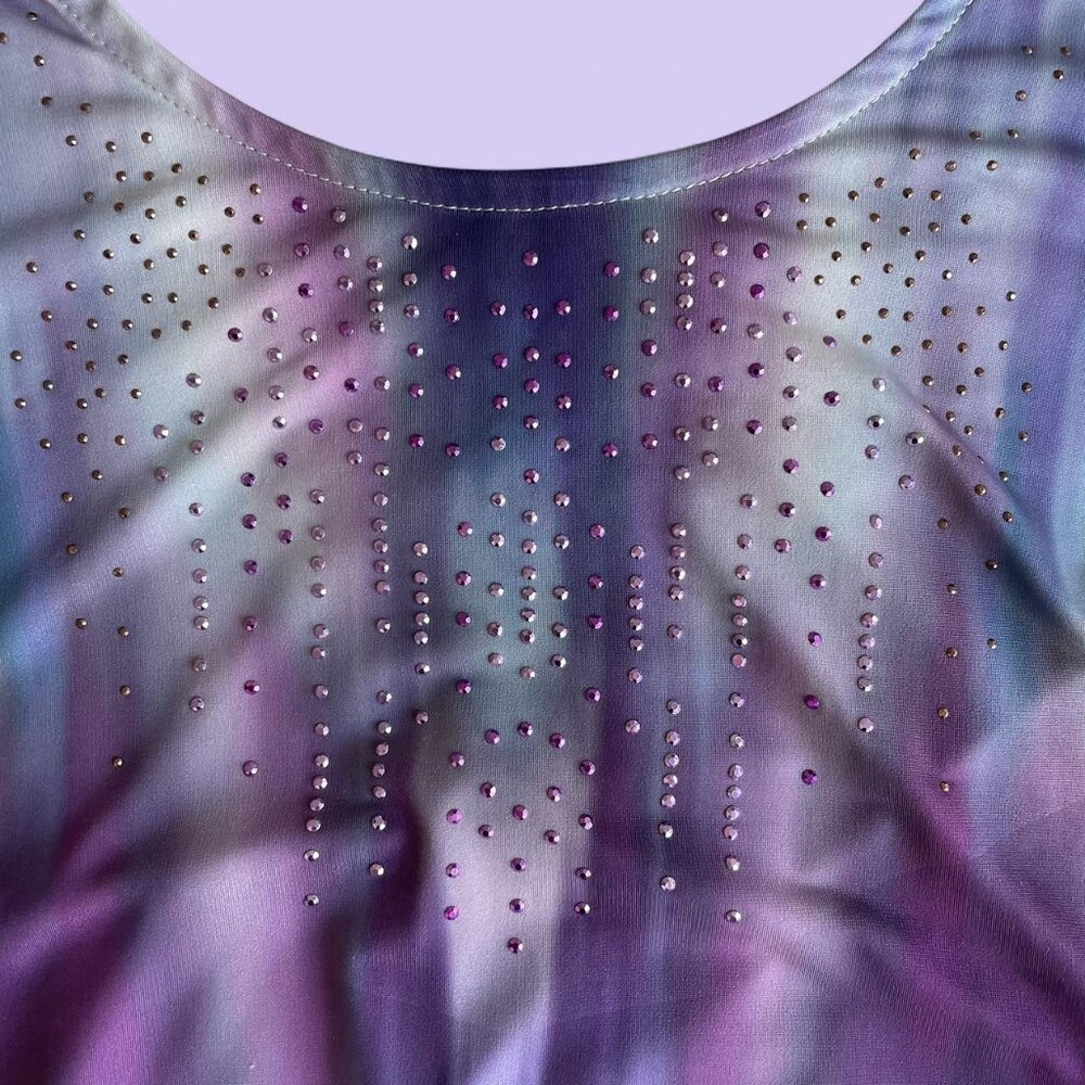 Vintage Y2K One World Top – Purple Ombre Lace Sleeves Size Medium - Picture 3 of 6